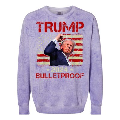 Trump Bulletproof Funny Donald Trump 2024 Colorblast Crewneck Sweatshirt