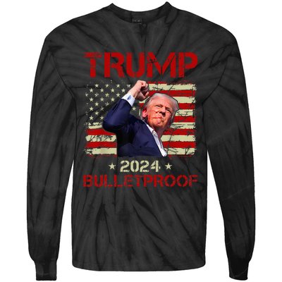 Trump Bulletproof Funny Donald Trump 2024 Tie-Dye Long Sleeve Shirt