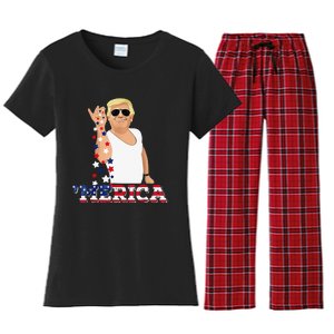 Trump Bae Funny 4th of July Trump Salt Freedom Women's Flannel Pajama Set