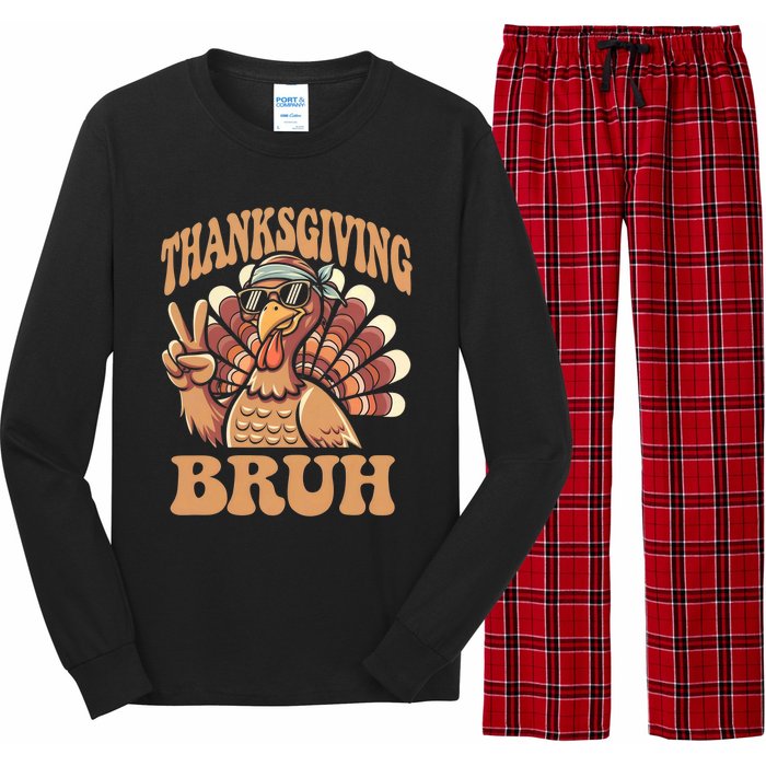 Thanksgiving Bruh Funny Turkey Fall Long Sleeve Pajama Set