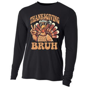 Thanksgiving Bruh Funny Turkey Fall Cooling Performance Long Sleeve Crew