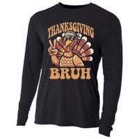 Thanksgiving Bruh Funny Turkey Fall Cooling Performance Long Sleeve Crew