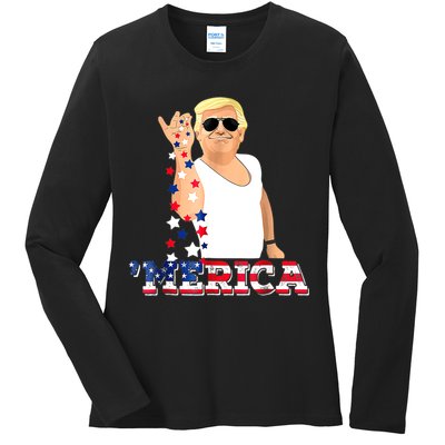 Trump Bae Funny 4th Of July Trump Salt Freedom Ladies Long Sleeve Shirt