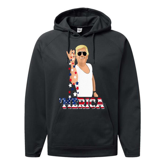 Trump Bae Funny 4th Of July Trump Salt Freedom Performance Fleece Hoodie