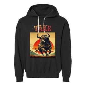 Take Bull Funny Active Wear All Occasions Garment-Dyed Fleece Hoodie