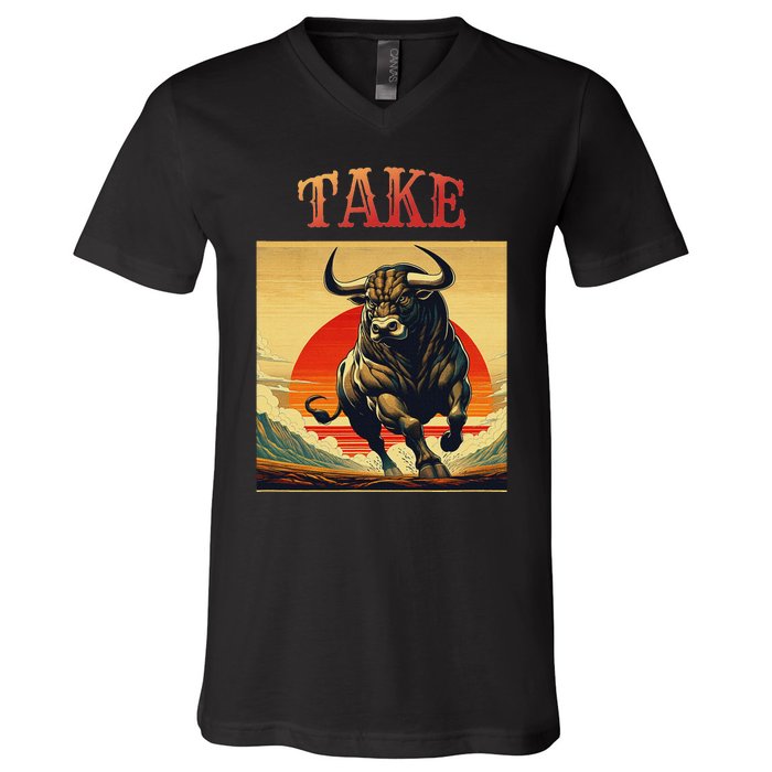 Take Bull Funny Active Wear All Occasions V-Neck T-Shirt