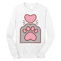 Toe Beans Funny Cute Kawaii Cat Paw And Heart Long Sleeve Shirt