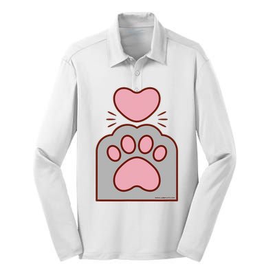 Toe Beans Funny Cute Kawaii Cat Paw And Heart Silk Touch Performance Long Sleeve Polo