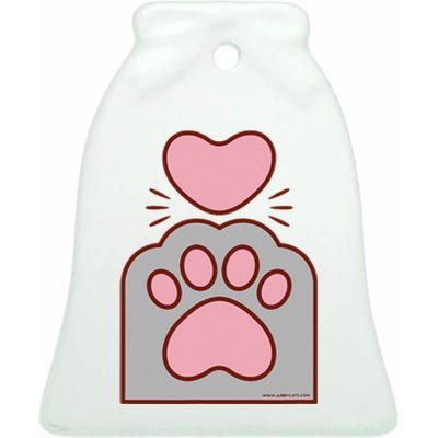 Toe Beans Funny Cute Kawaii Cat Paw And Heart Ceramic Bell Ornament