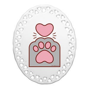 Toe Beans Funny Cute Kawaii Cat Paw And Heart Ceramic Oval Ornament