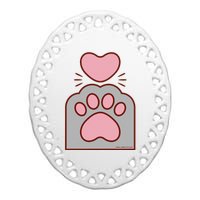 Toe Beans Funny Cute Kawaii Cat Paw And Heart Ceramic Oval Ornament