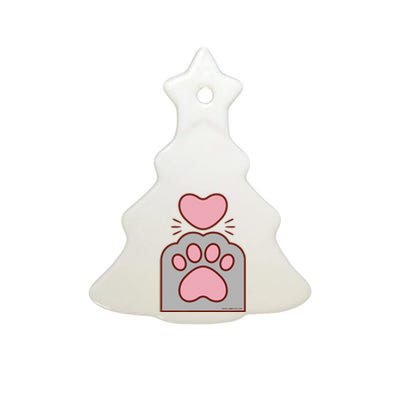 Toe Beans Funny Cute Kawaii Cat Paw And Heart Ceramic Tree Ornament