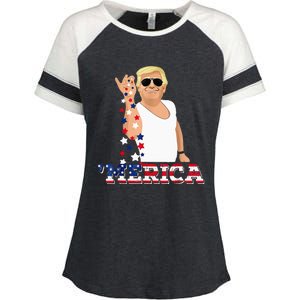 Trump Bae Funny 4th Of July Trump Salt Freedom Enza Ladies Jersey Colorblock Tee