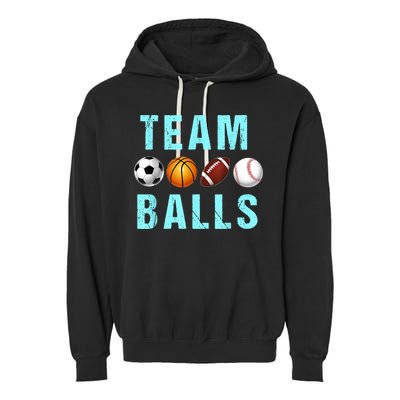 Team Balls Funny Team Boy Gender Reveal Garment-Dyed Fleece Hoodie