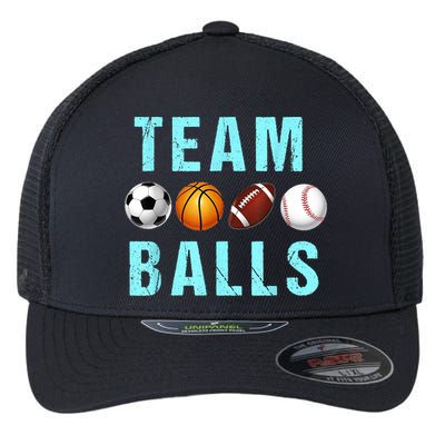 Team Balls Funny Team Boy Gender Reveal Flexfit Unipanel Trucker Cap
