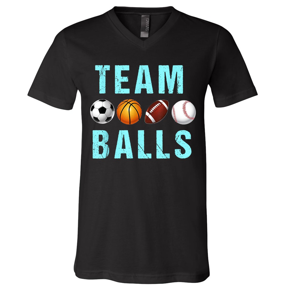 Team Balls Funny Team Boy Gender Reveal V-Neck T-Shirt