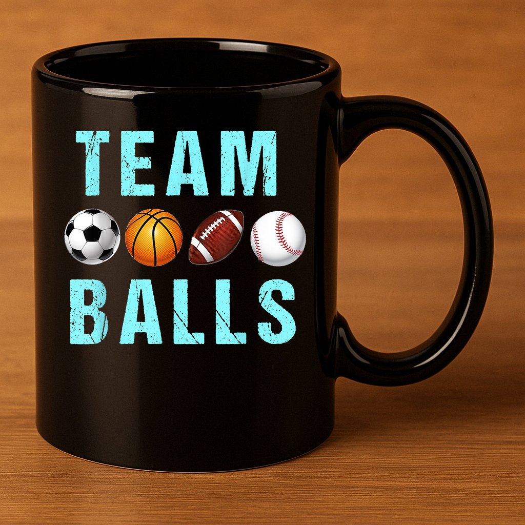 Team Balls Funny Team Boy Gender Reveal 11oz C Handle Ceramic Mug