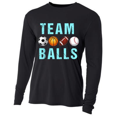 Team Balls Funny Team Boy Gender Reveal Cooling Performance Long Sleeve Crew