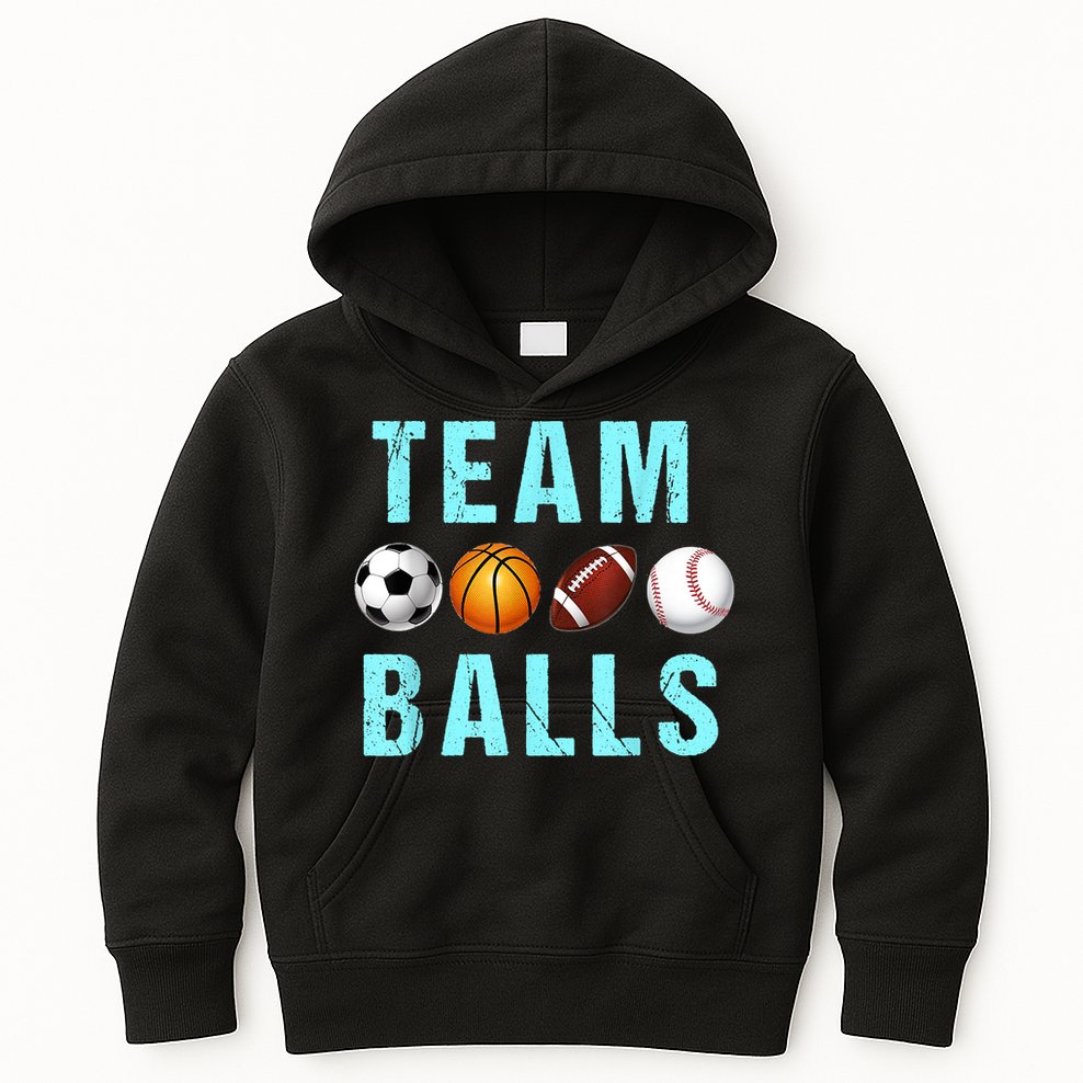Team Balls Funny Team Boy Gender Reveal Kids Hoodie