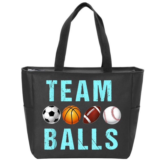 Team Balls Funny Team Boy Gender Reveal Zip Tote Bag