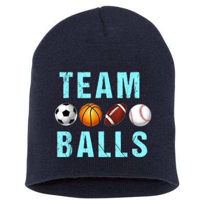 Team Balls Funny Team Boy Gender Reveal Short Acrylic Beanie