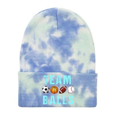 Team Balls Funny Team Boy Gender Reveal Tie Dye 12in Knit Beanie