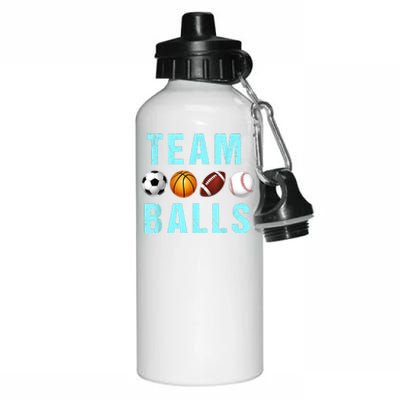 Team Balls Funny Team Boy Gender Reveal Aluminum Water Bottle 