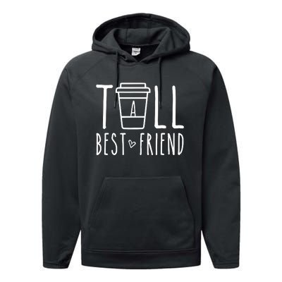 Tall Best Friend Funny Bff Matching Outfit Two Bestie Coffee Performance Fleece Hoodie