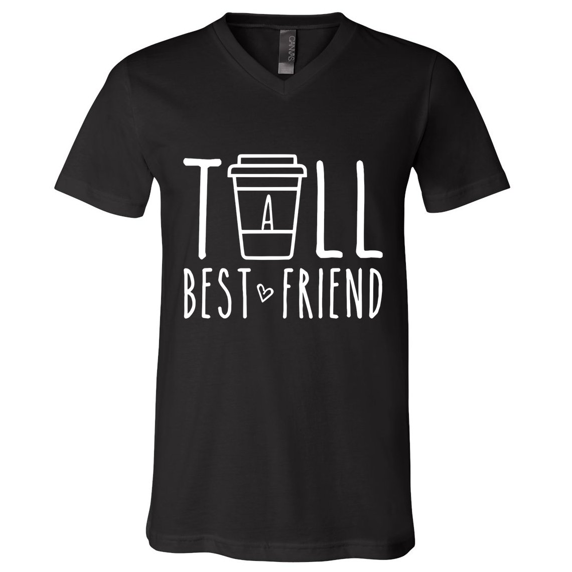Tall Best Friend Funny Bff Matching Outfit Two Bestie Coffee V-Neck T-Shirt