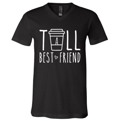 Tall Best Friend Funny Bff Matching Outfit Two Bestie Coffee V-Neck T-Shirt