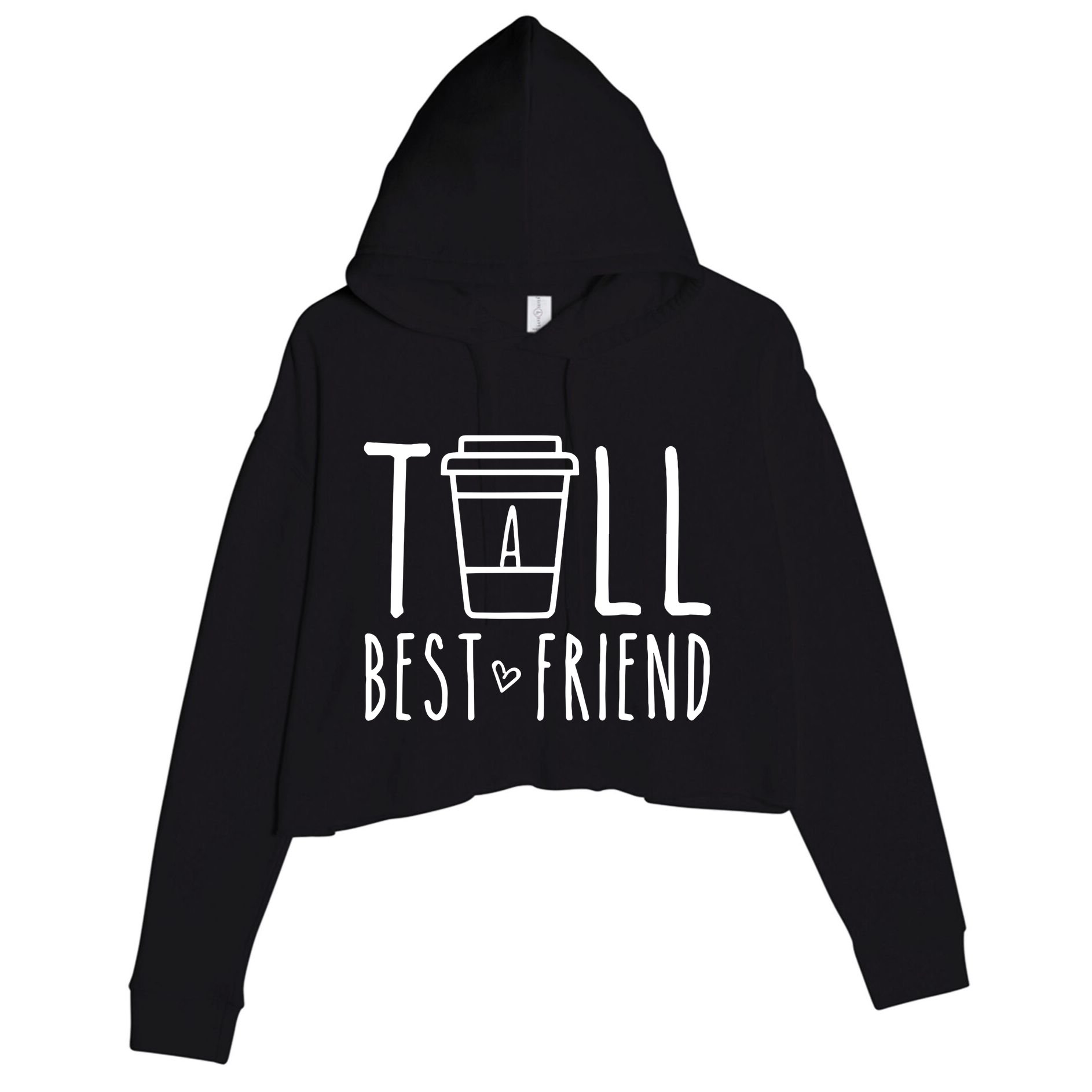 Tall Best Friend Funny Bff Matching Outfit Two Bestie Coffee Crop Fleece Hoodie