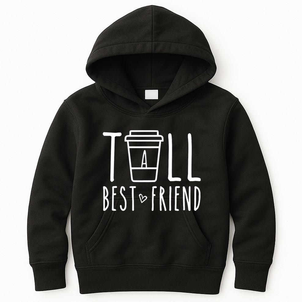 Tall Best Friend Funny Bff Matching Outfit Two Bestie Coffee Kids Hoodie