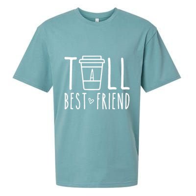 Tall Best Friend Funny Bff Matching Outfit Two Bestie Coffee Sueded Cloud Jersey T-Shirt