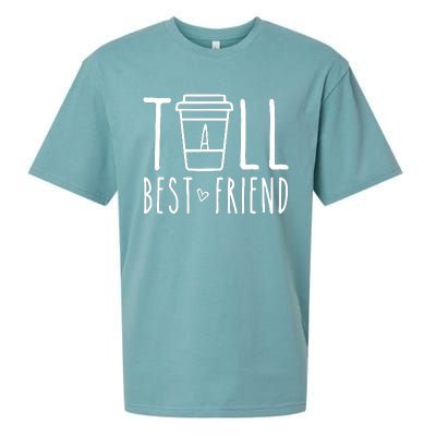 Tall Best Friend Funny Bff Matching Outfit Two Bestie Coffee Sueded Cloud Jersey T-Shirt