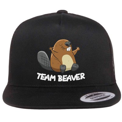 Team Beaver Funny Beaver Flat Bill Trucker Hat