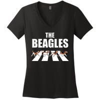 The Beagles Funny Beagle Dog Women's V-Neck T-Shirt