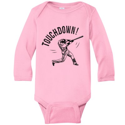 Touchdown Baseball Funny Football Joke Baby Long Sleeve Bodysuit