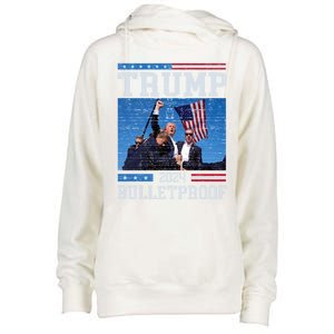 Trump Bulletproof Fight Fist Legend Donald Trump 2024 Gift Womens Funnel Neck Pullover Hood