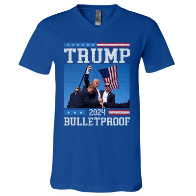 Trump Bulletproof Fight Fist Legend Donald Trump 2024 Gift V-Neck T-Shirt