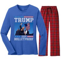 Trump Bulletproof Fight Fist Legend Donald Trump 2024 Gift Women's Long Sleeve Flannel Pajama Set 