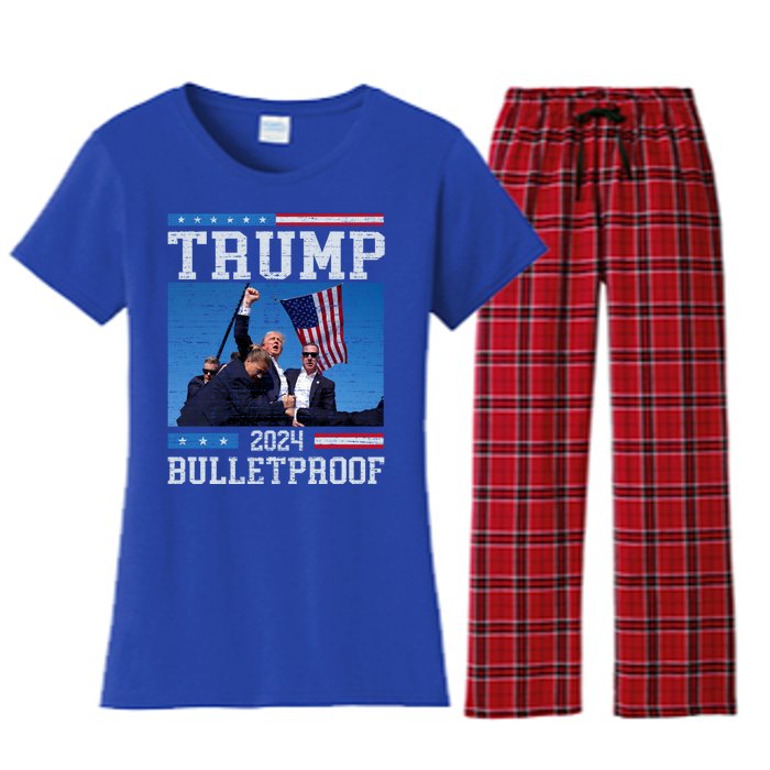 Trump Bulletproof Fight Fist Legend Donald Trump 2024 Gift Women's Flannel Pajama Set