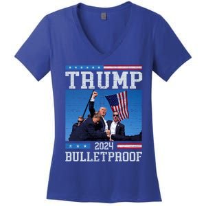 Trump Bulletproof Fight Fist Legend Donald Trump 2024 Gift Women's V-Neck T-Shirt