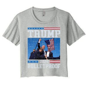 Trump Bulletproof Fight Fist Legend Donald Trump 2024 Gift Women's Crop Top Tee