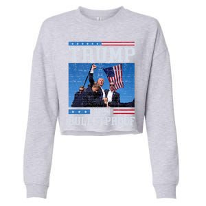 Trump Bulletproof Fight Fist Legend Donald Trump 2024 Gift Cropped Pullover Crew