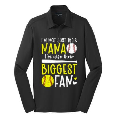 Their Biggest Fan Softball Baseball Nana Of Ballers Cute Gift Silk Touch Performance Long Sleeve Polo