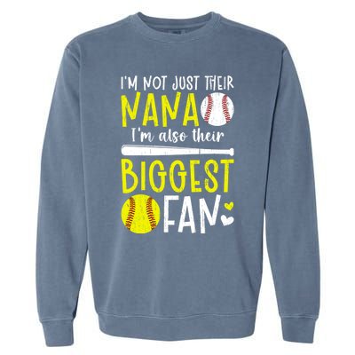 Their Biggest Fan Softball Baseball Nana Of Ballers Cute Gift Garment-Dyed Sweatshirt