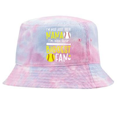 Their Biggest Fan Softball Baseball Nana Of Ballers Cute Gift Tie-Dyed Bucket Hat