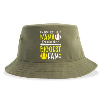 Their Biggest Fan Softball Baseball Nana Of Ballers Cute Gift Sustainable Bucket Hat