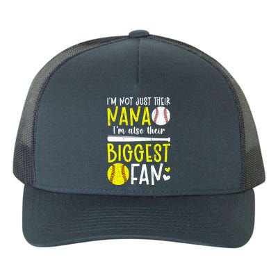 Their Biggest Fan Softball Baseball Nana Of Ballers Cute Gift Yupoong Adult 5-Panel Trucker Hat