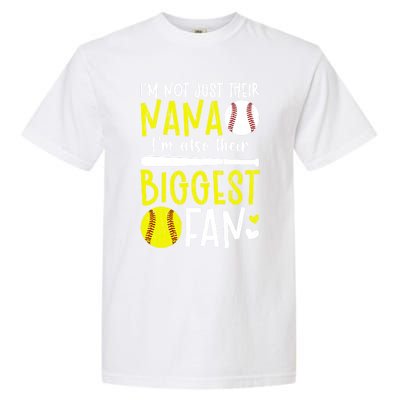 Their Biggest Fan Softball Baseball Nana Of Ballers Cute Gift Garment-Dyed Heavyweight T-Shirt